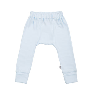 Organic cotton baby pants, in blue