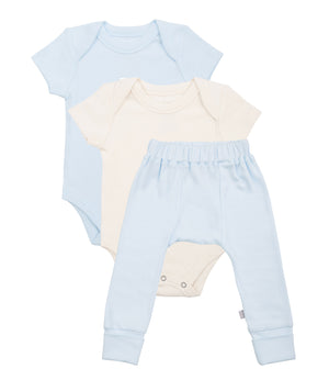 Organic cotton baby set in cream and baby blue
